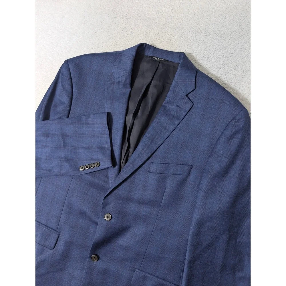 Jos.‎ A. Bank Traveler Blazer Mens 44L Blue Glen Plaid 100% Wool 2-Button Jacket